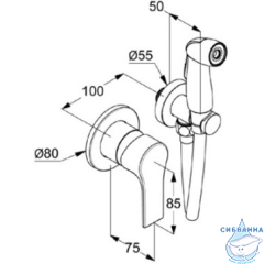 Встраиваемый смеситель с гигиеническим душем Kludi Zenta 489990565 (хром)