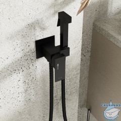 Встраиваемый смеситель с гигиеническим душем Wasserkraft A71638 (черный матовый)