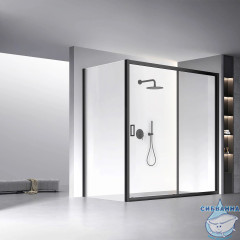 Душевое ограждение Veconi Rovigo 170x80 профиль черный, стекло прозрачное RV060B-17080-01-C5 (без поддона)