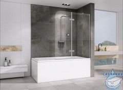 Шторка для ванны ABBER Ewiges Wasser 120х140 AG51120 профиль хром, стекло прозрачное