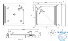 Акриловый поддон Azario 90x90 P19 L/R (P199)