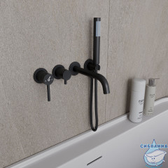 Встраиваемый смеситель для ванны Oliveeka Y-Line OL-889017-MB (черный матовый)
