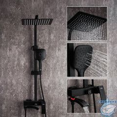 Душевая система Gappo G2407-6 300 1 режим (черный матовый)