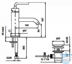 Смеситель для раковины Jacob Delafon Purist E14402-4A-CP (с донным клапаном)