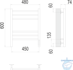 Полотенцесушитель электрический Terminus Ватикан П6 45х60 белый матовый (с возможностью скрытого подключения, подключение справа)