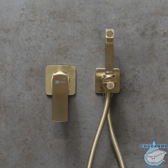 Встраиваемый смеситель с гигиеническим душем Lemark Ursus LM7219BG (брашированное золото)