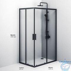 Душевое ограждение AM.PM Gem 120x80 W93G-404-120280-BT профиль черный, стекло прозрачное (без поддона)