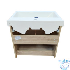 Тумба подвесная Comforty Тромсе 60 дуб сонома с раковиной Fest 60