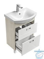 Тумба Акватон Бекка 60 с раковиной Балтика 60 белый/дуб сомерсет