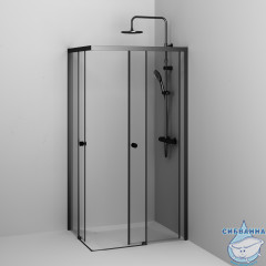 Душевое ограждение AM.PM X-Joy 100х80 W94G-403-10080-BТ профиль черный, стекло прозрачное (без поддона)