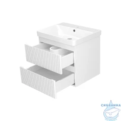 Тумба подвесная Brevita Victory 60 белый матовый с раковиной Dreja Luxury 60