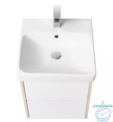 Тумба Акватон Сканди 45 белый/дуб верона, с раковиной Адриана 45