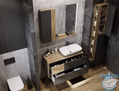 Шкаф Акватон Терра 35 одностворчатый дуб кантри/антрацит 1A247503TEKA0