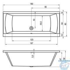 Акриловая ванна Riho Julia 180x80 с каркасом