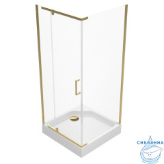 Душевое ограждение Тритон Терра 90x90 профиль золото, стекло прозрачное Щ0000073931 (с поддоном)