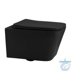 Комплект подвесной унитаз ABBER Rechteck AC1201MB черный матовый с инсталляцией AC0105 и кнопкой AC0121MMG золото матовое