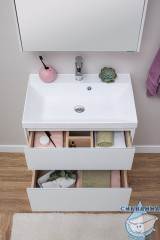 Тумба Aquanet Гласс 60 с раковиной Орлеан 60 белый глянец