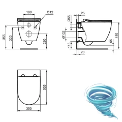 Унитаз подвесной безободковый со смывом торнадо Ideal Standard  I life O с сиденьем Soft Close (микролифт)