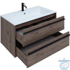 Тумба Aquanet Lino 90 253913  с раковиной Электра 90 дуб веллингтон