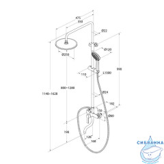 Душевая система с тропическим душем, черный матовый, Stripe, Milardo, STRBL5FM06