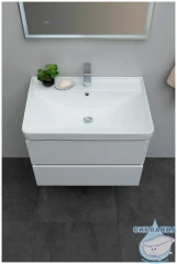 Тумба Aquanet Вега 70 с раковиной Aquanet Ирис 70 белый глянцевый