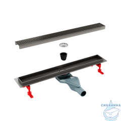 Лоток душевой, сифон 360, комбинированный затвор, перфор. решетка, 600мм, графит, IDDIS, 975B6GM20DZ