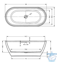 Акриловая ванна Riho Inspire Matt 160х75 с каркасом (белый/черный) BD1022000000000