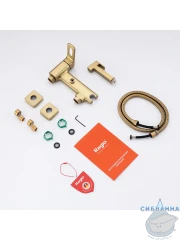 Встраиваемый смеситель с гигиеническим душем Raglo R51.51.03 (сатин золотой)