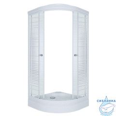 Душевое ограждение Тритон Стандард А 90x90 профиль белый, стекло полосы Щ0000061805 (с поддоном)