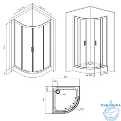 Душевое ограждение Am.Pm Gem W90G-401-080BT 80x80 профиль черный, стекло прозрачное (без поддона)