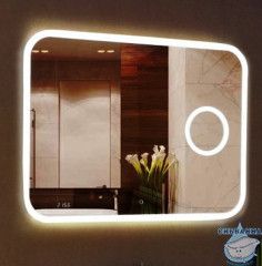 Зеркало Calypso Bliss Led 80x70 с подсветкой, с увеличительным зеркалом, часами ЗЛП334