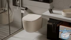 Унитаз подвесной безободковый Abber Bequem AC1101MBEс сиденьем Soft Close (микролифт) (бежевый матовый)