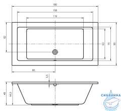 Акриловая ванна Riho Lusso 180x90 с каркасом
