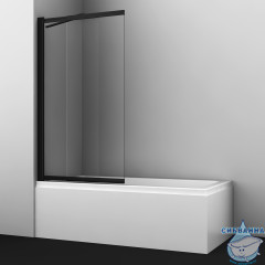 Шторка для ванны Wasserkraft Dill 61S02-100 Fixed 100x140 профиль черный, стекло прозрачное