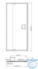 Дверь в нишу Wasserkraft Berkel 80 см профиль хром, стекло прозрачное 48P27