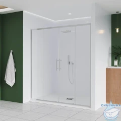 Дверь в нишу Veconi Эво 130 профиль хром, стекло прозрачное E4-CH-130-01-C9