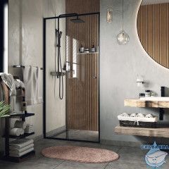 Дверь в нишу Wasserkraft Dill 110 см профиль черный, стекло прозрачное 61S13