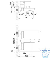 Смеситель для ванны Lemark Plus Grace LM1512C с душевым гарнитуром