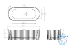 Ванна из искусственного камня ABBER Stuttgart 170x75 AM9925
