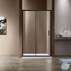 Дверь в нишу Vincea Garda 150 профиль черный, стекло прозрачное VDS-1G150CLB