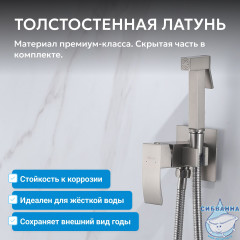 Смеситель ABBER Wasserfall AF8625SP с гигиеническим душем, сатин