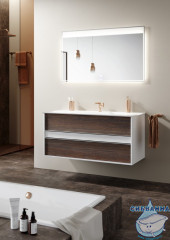 Тумба подвесная Aqwella Clarberg Evolution 120 с раковиной Papirus 120 темный крафт