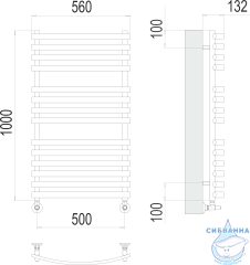 Полотенцесушитель водяной Terminus Капри П14 50х100 (нижнее подключение)