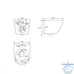 Инсталляция ABBER с кнопкой смыва AC0121MB в комплекте с безободковым унитазом ABBER Bequem AC1100MB c сиденьем Soft close (микролифт)