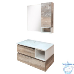 Тумба подвесная Comforty Турин 90L дуб бежевый с раковиной 9090EL