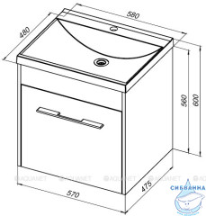 Тумба под раковину Aquanet Августа 58 274017