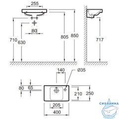 Мини раковина 40 см Jacob Delafon Odeon Up E4799G-00
