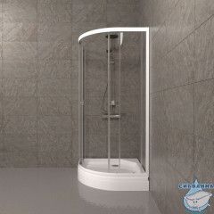 Душевое ограждение Тритон Ультра 80x80 профиль белый, стекло прозрачное Щ0000061784 (с поддоном)