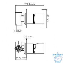 Встраиваемый смеситель для душа Wasserkraft Elbe 7452 (черный матовый)