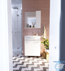 Тумба напольная 1Marka Вита 65 (2 дверки) с раковиной Балтика 65 белый глянец